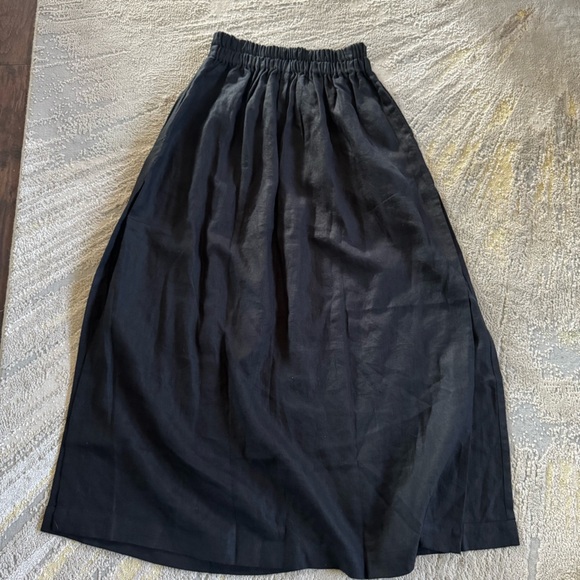 Mikoh black linen maxi skirt pull on elastic waist side slits 2 medium new - Picture 5 of 15